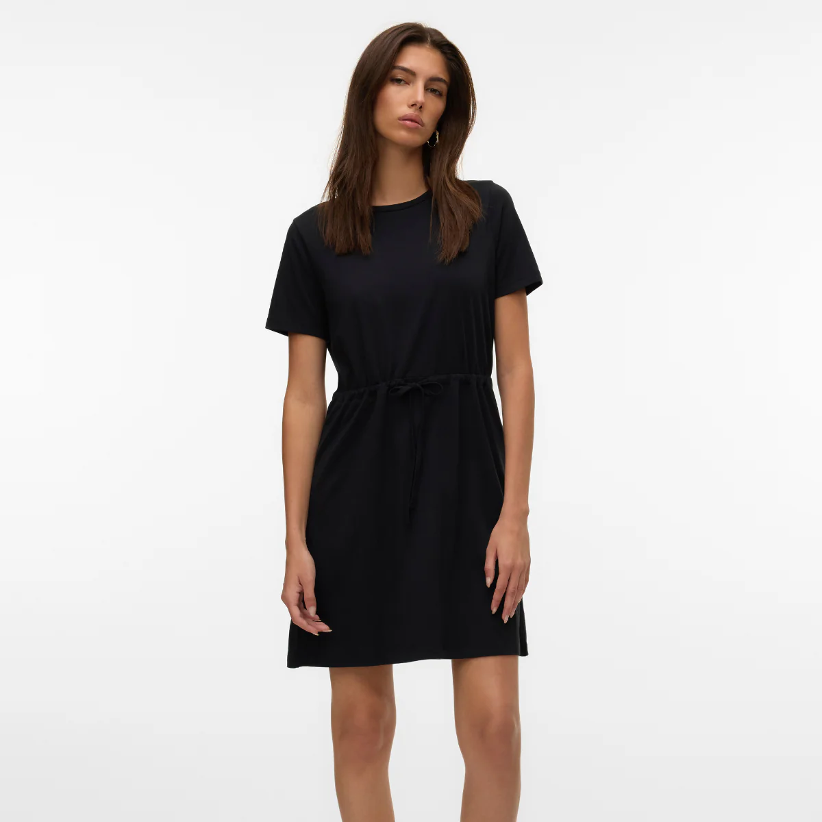 Abito corto nero da Donna con maniche corte e coulisse Vero Moda