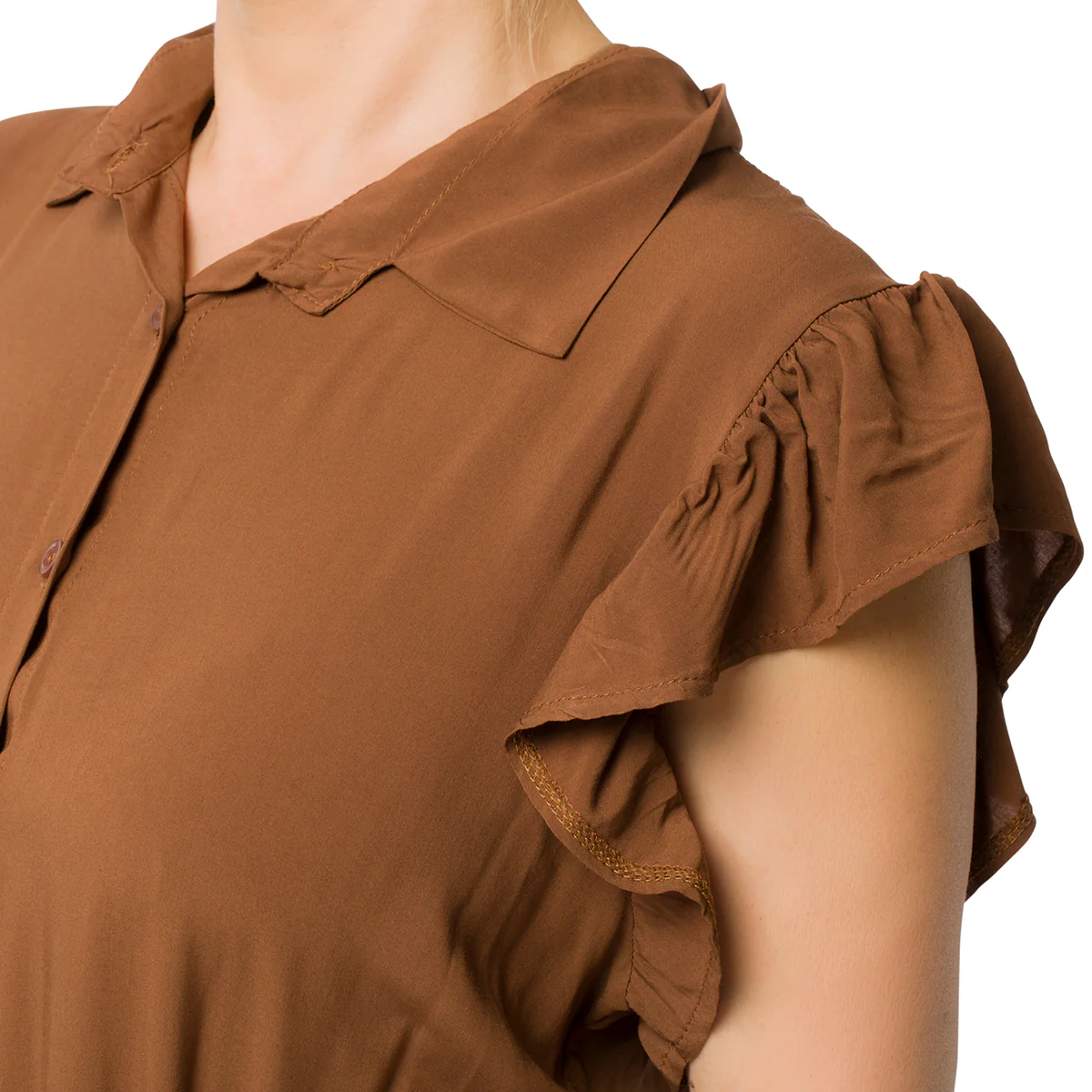 Abito lungo marrone smanicato da donna Swish Jeans - Image 4