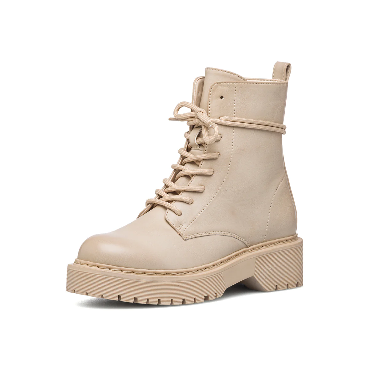 Anfibi beige con lacci tono su tono Lora Ferres - Image 2