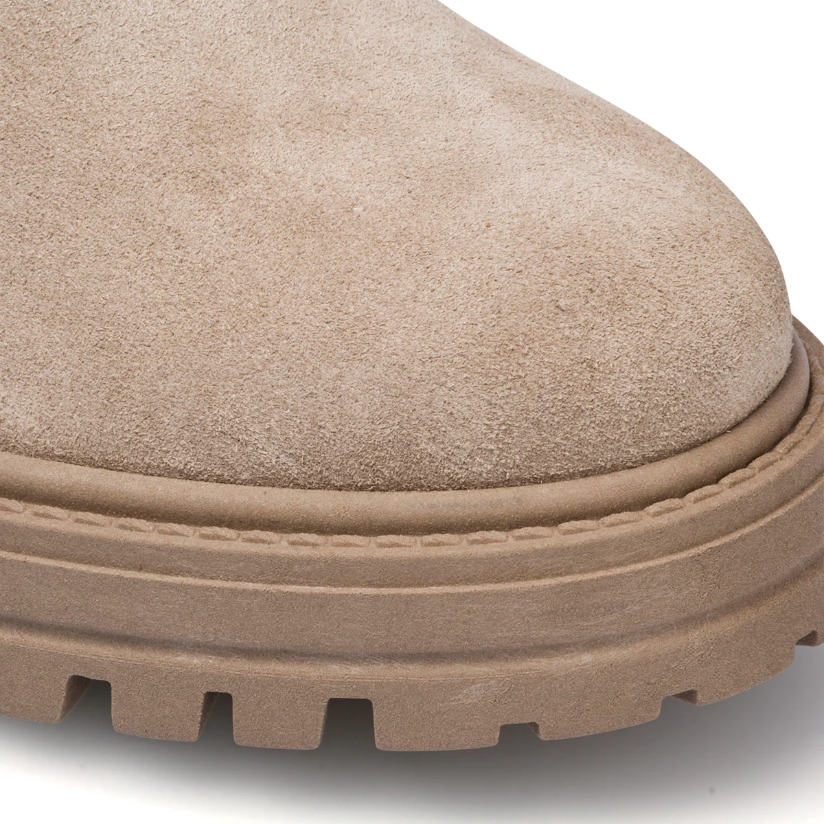 Anfibi beige in pelle scamosciata da donna con suola chunky Primopiano - Image 5