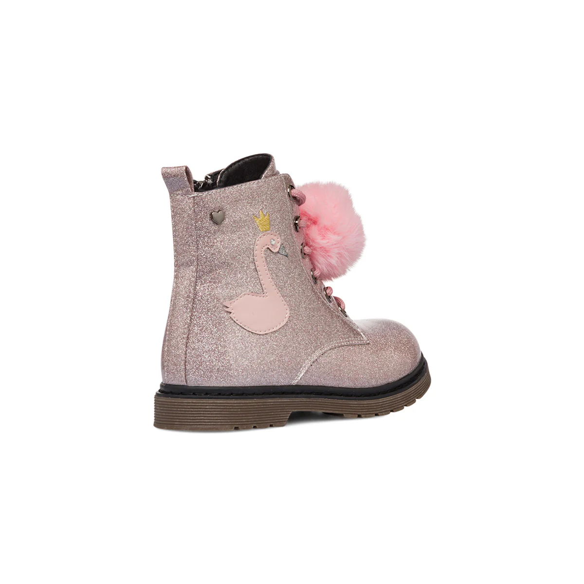 Anfibi da bambina Le scarpe di Alice rosa con glitter e dettaglio fenicottero - Image 3