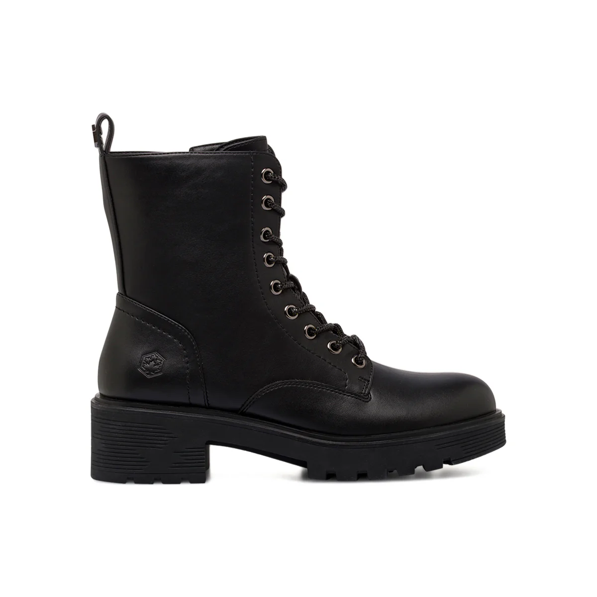 Anfibi da donna neri Lumberjack con lacci glitter e zip laterale