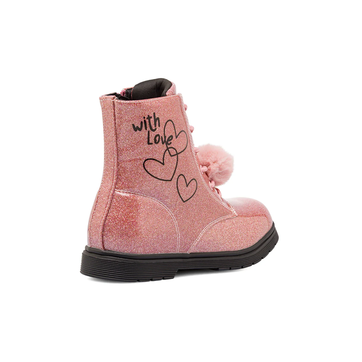 Anfibi da Ragazza Dieci Baci rosa glitter con pon pon - Image 3