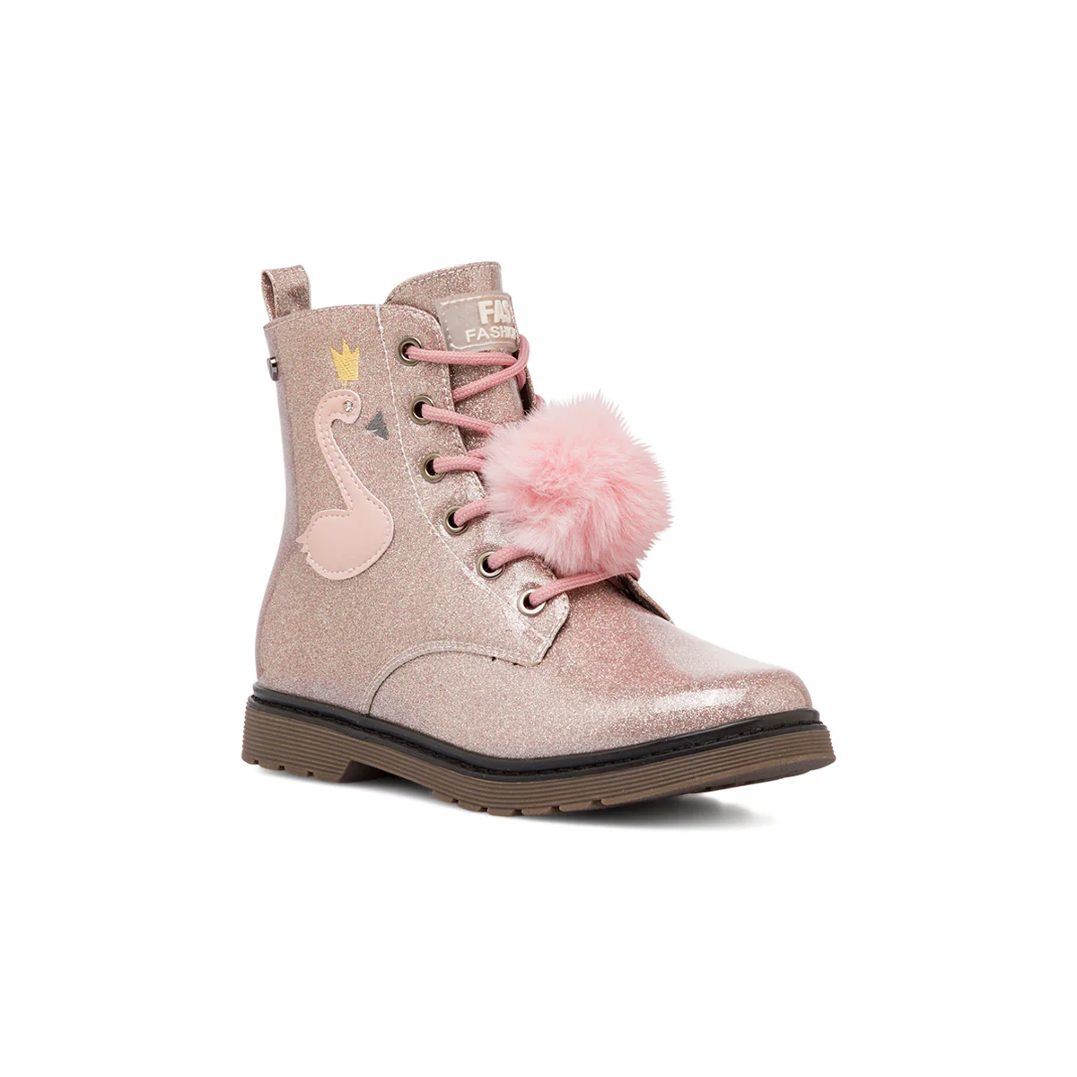 Anfibi da ragazza Le scarpe di Alice rosa con glitter e dettaglio fenicottero - Image 2