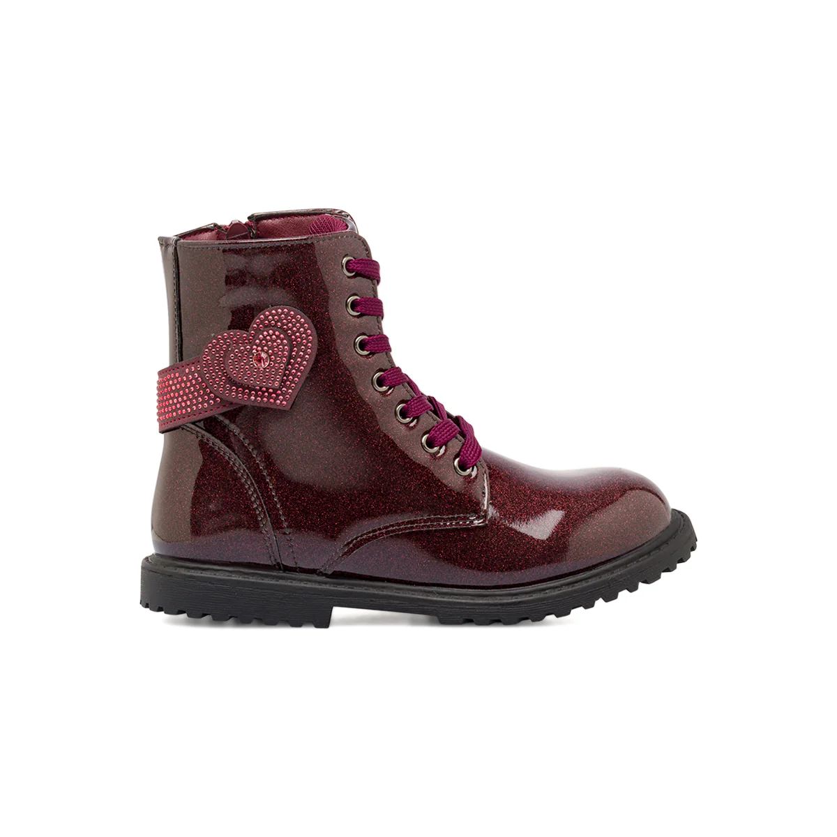 Anfibi Dieci Baci da Ragazza bordeaux glitterato con dettaglio strass
