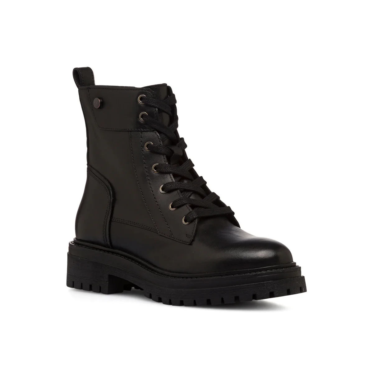 Anfibi in pelle neri da donna con zip e suola chunky Geox Iridea - Image 2