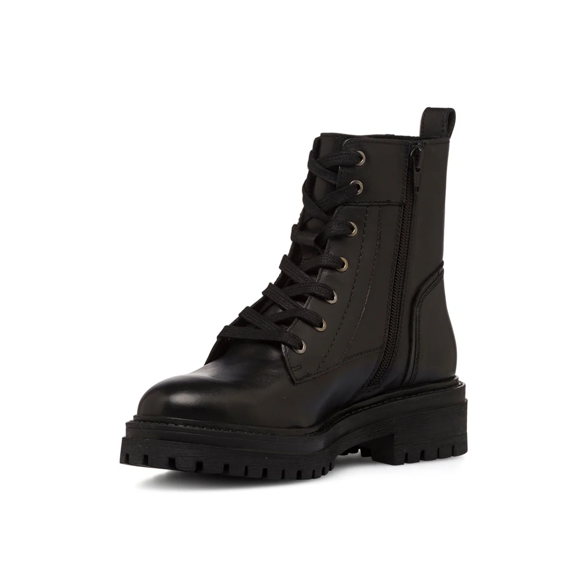 Anfibi in pelle neri da donna con zip e suola chunky Geox Iridea - Image 4