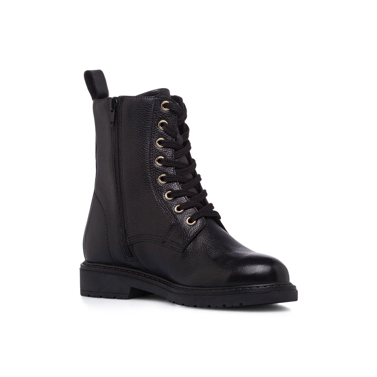 Anfibi in pelle neri Primopiano da donna con zip laterale - Image 4