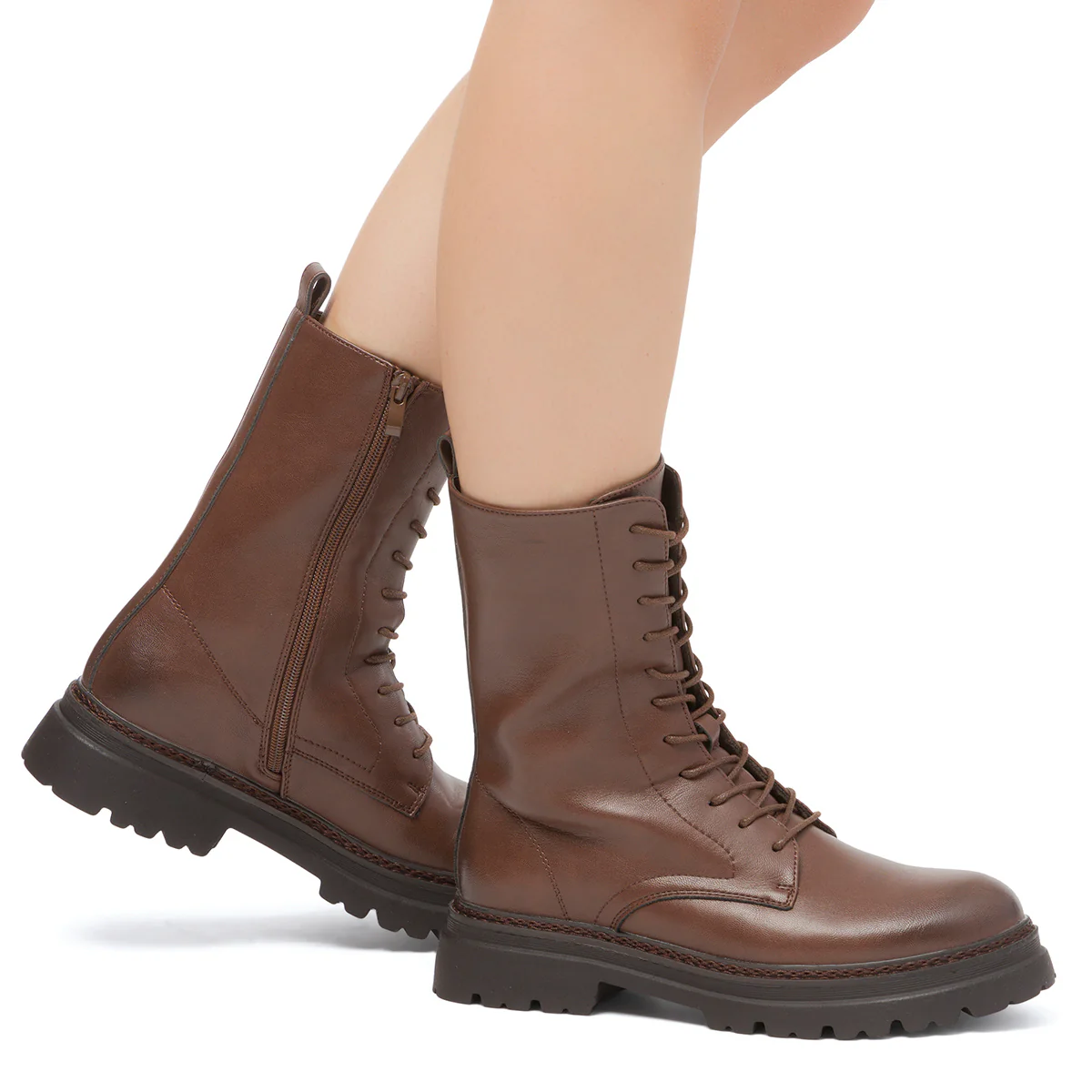 Anfibi marroni da donna con zip Swish Jeans