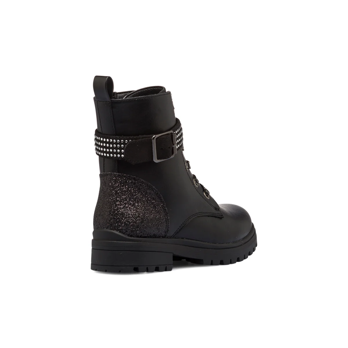 Anfibi neri da bambina con cinturino, glitter e strass Le scarpe di Alice - Image 3