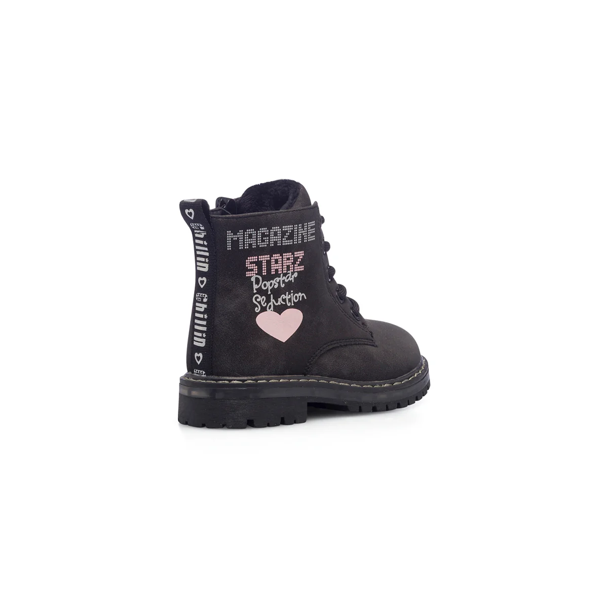 Anfibi neri da bambina con cuore rosa Le scarpe di Alice - Image 3