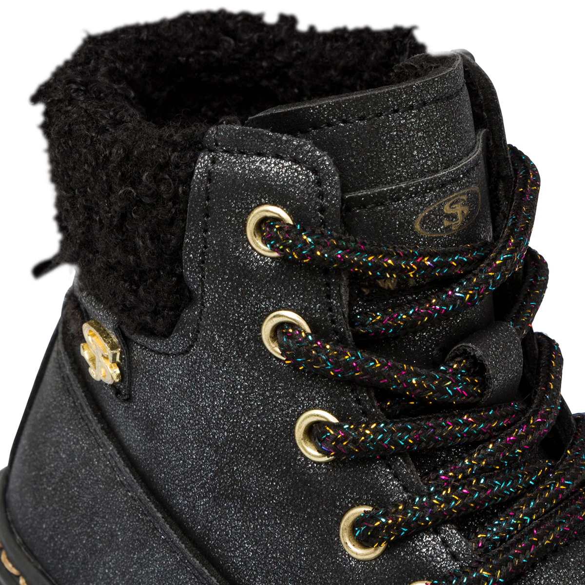 Anfibi neri da bambina con glitter e pelliccia sintetica Swish Jeans - Image 6