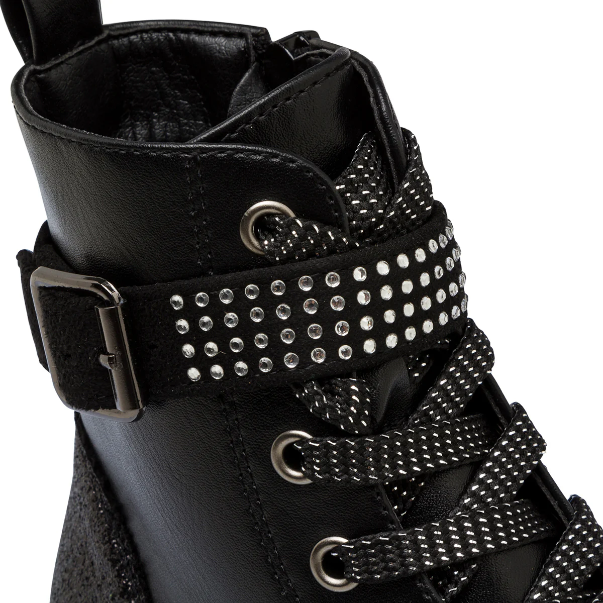 Anfibi neri da bambina con strass, cinturino e zip Le scarpe di Alice - Image 7