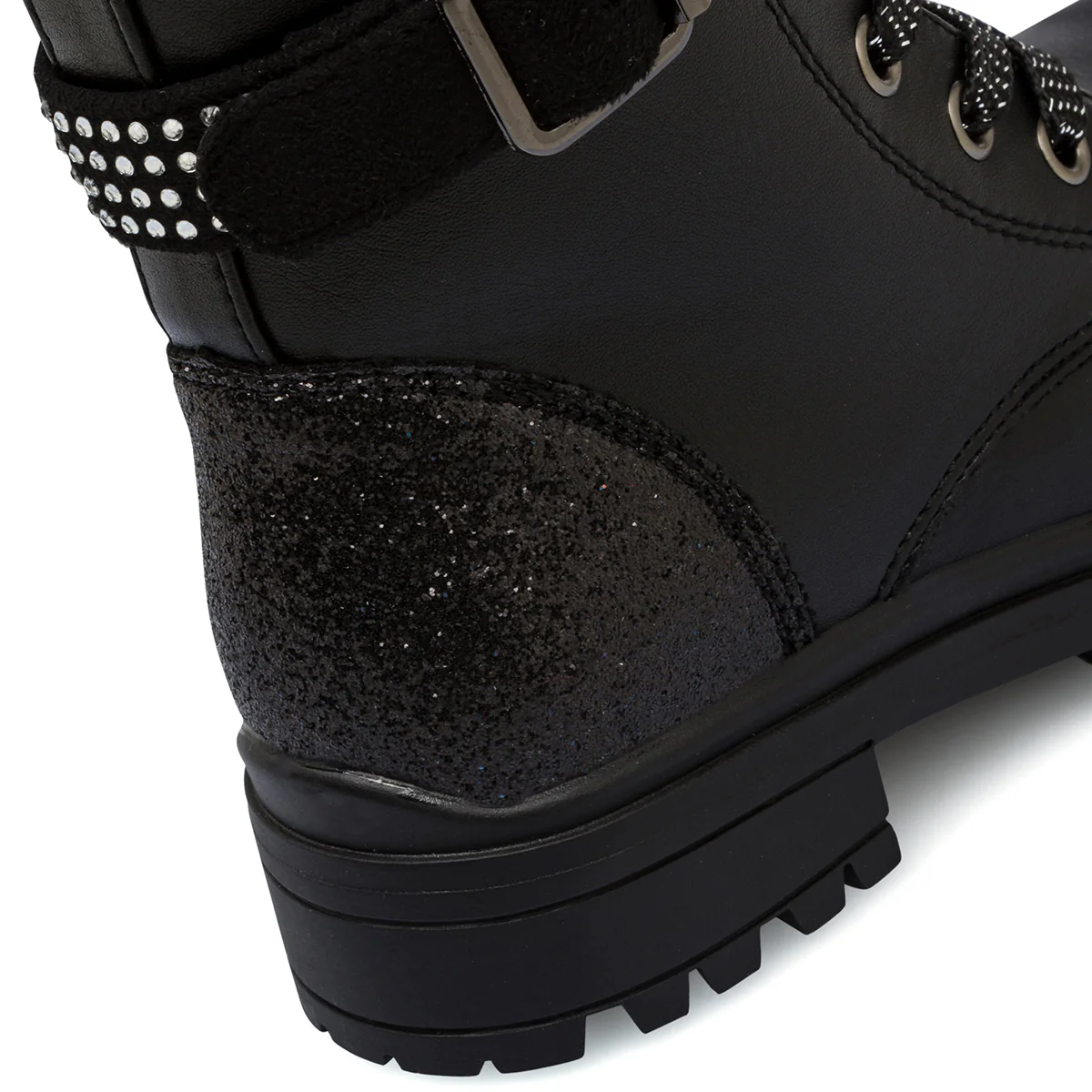 Anfibi neri da bambina con strass, cinturino e zip Le scarpe di Alice - Image 8
