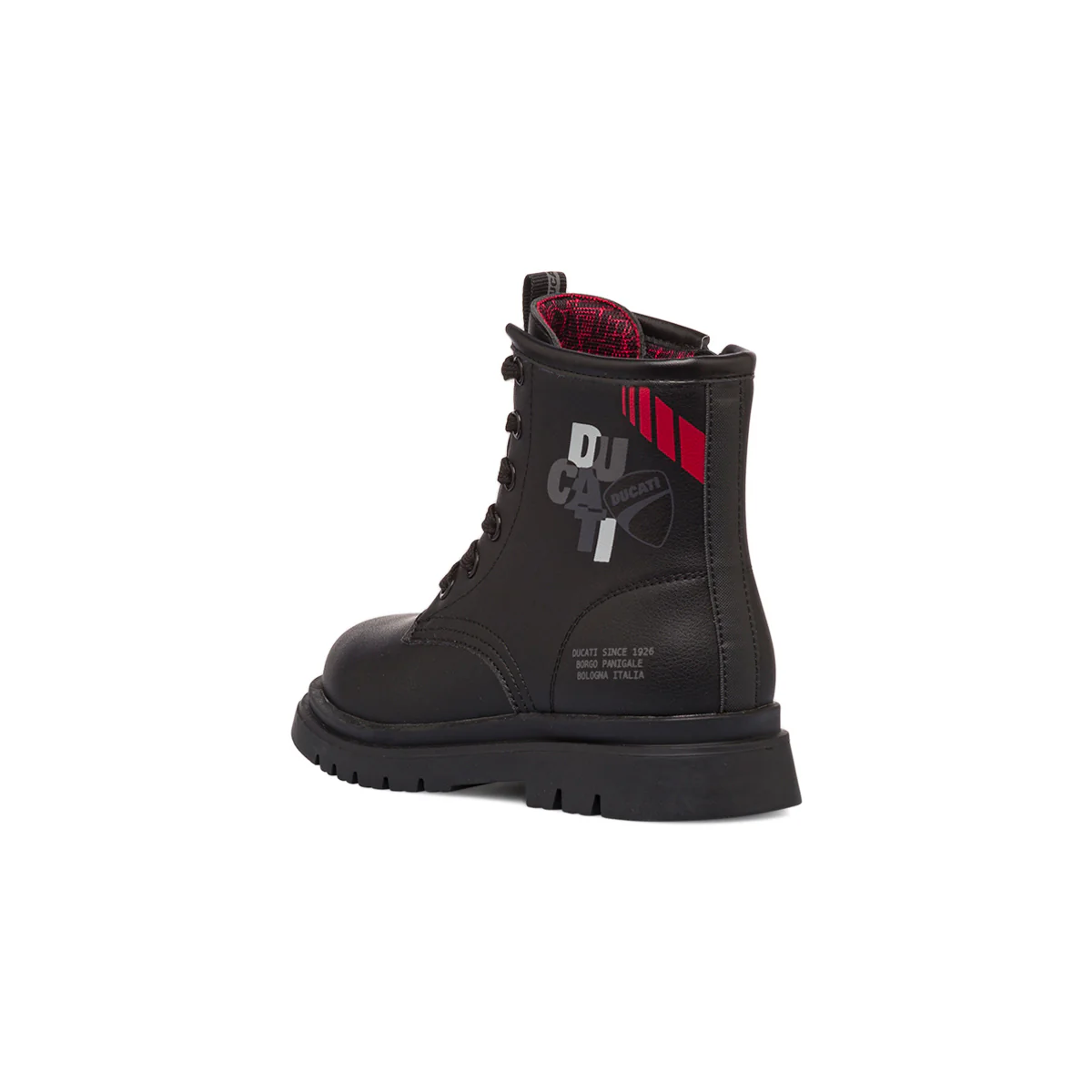 Anfibi neri da bambino con stampe e logo Ducati - Image 3