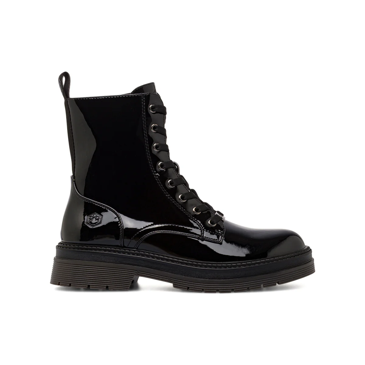 Anfibi neri da donna con lacci e zip laterale Lumberjack