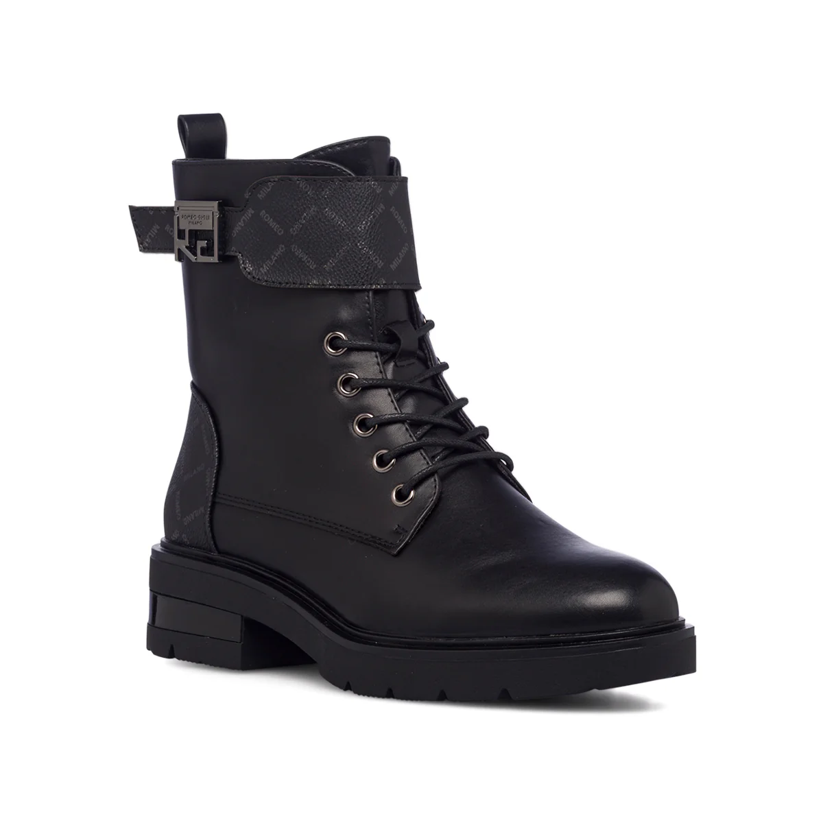 Anfibi neri da donna con monogramma Romeo Gigli Milano - Image 2