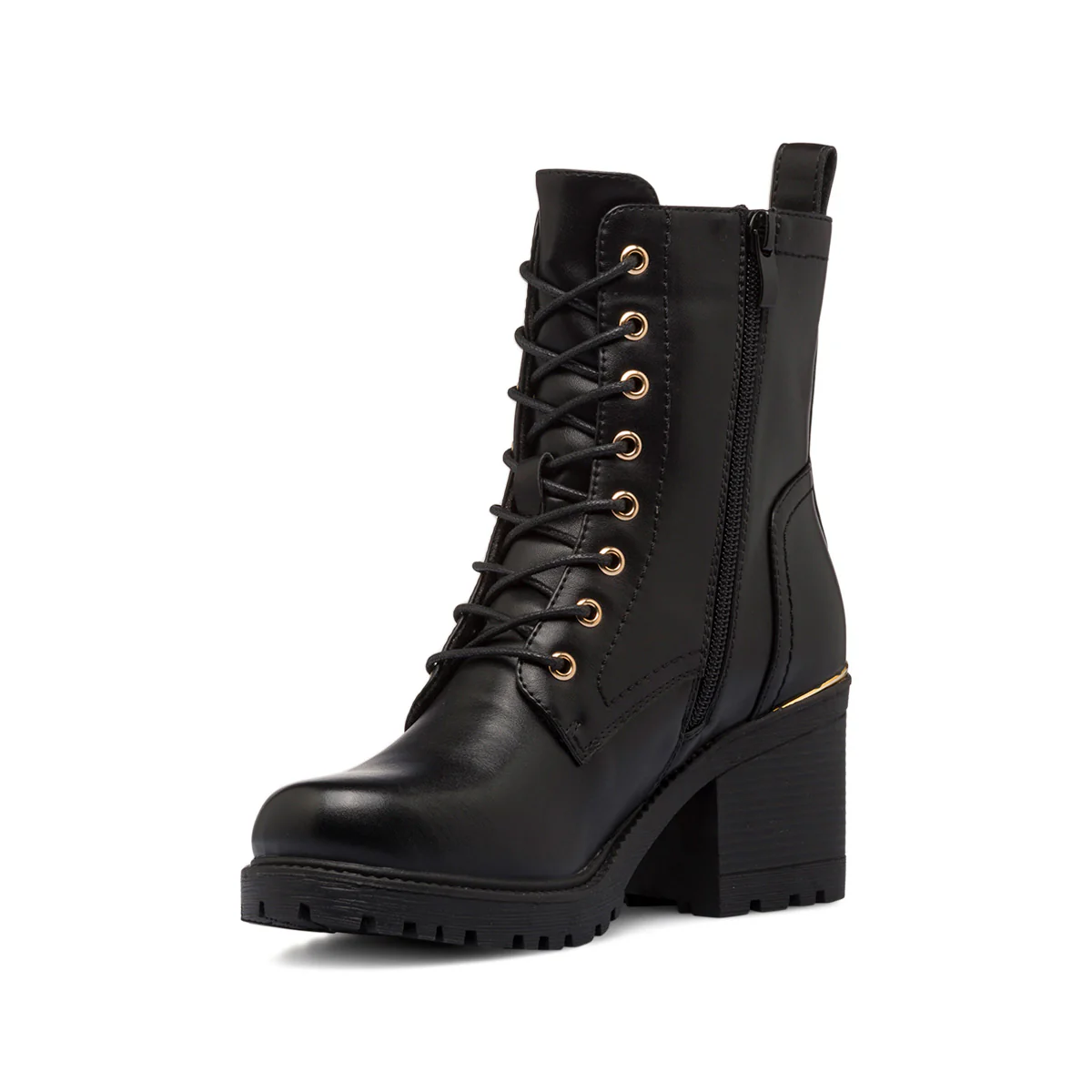 Anfibi neri da donna con tacco 7 cm e zip laterale Lora Ferres - Image 5