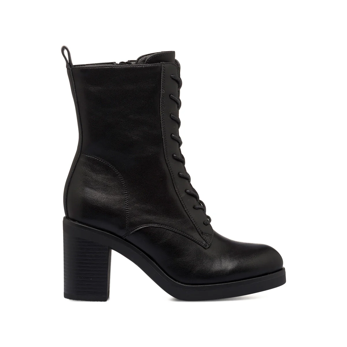 Anfibi neri da donna con tacco 8,5 cm e zip Lora Ferres