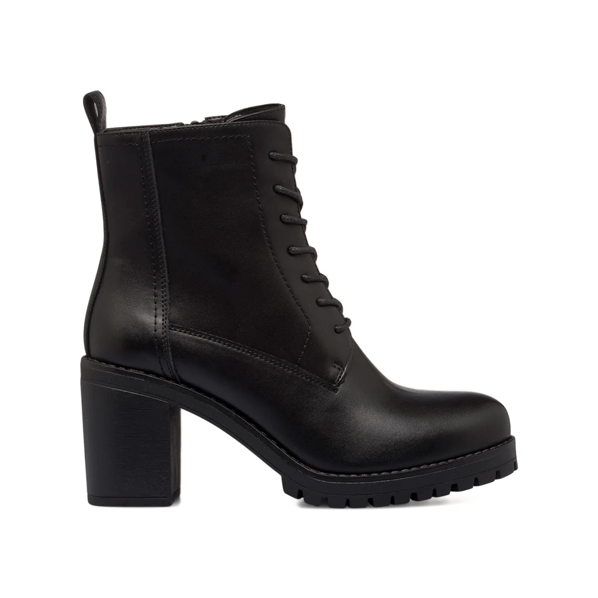 Anfibi neri da donna con tacco 8 cm e zip Lora Ferres