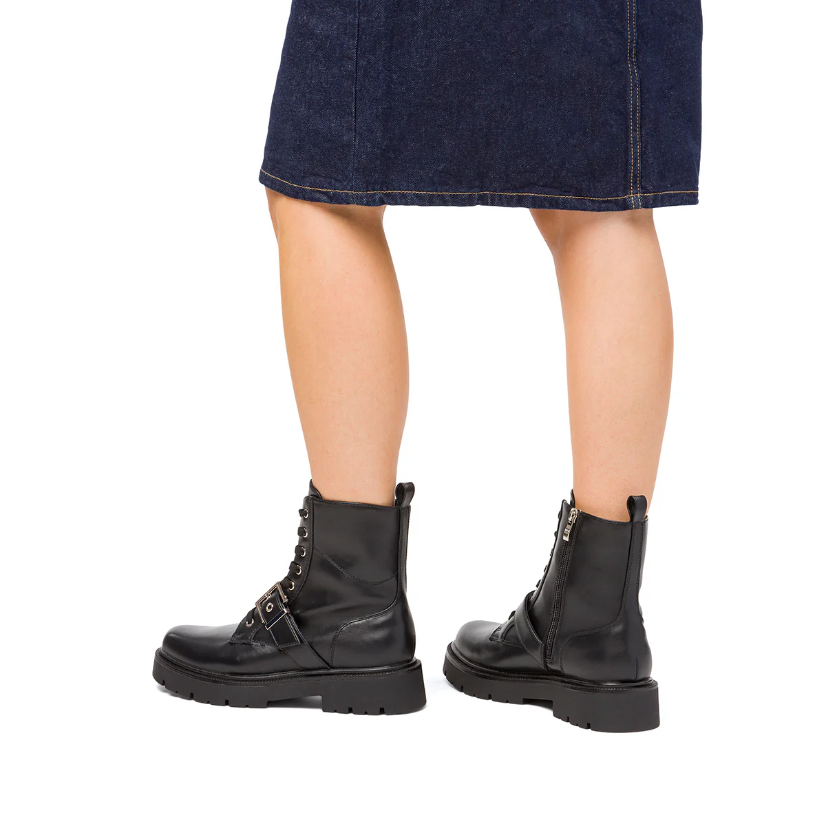 Anfibi neri da donna con zip e cinturino Swish Jeans - Image 2