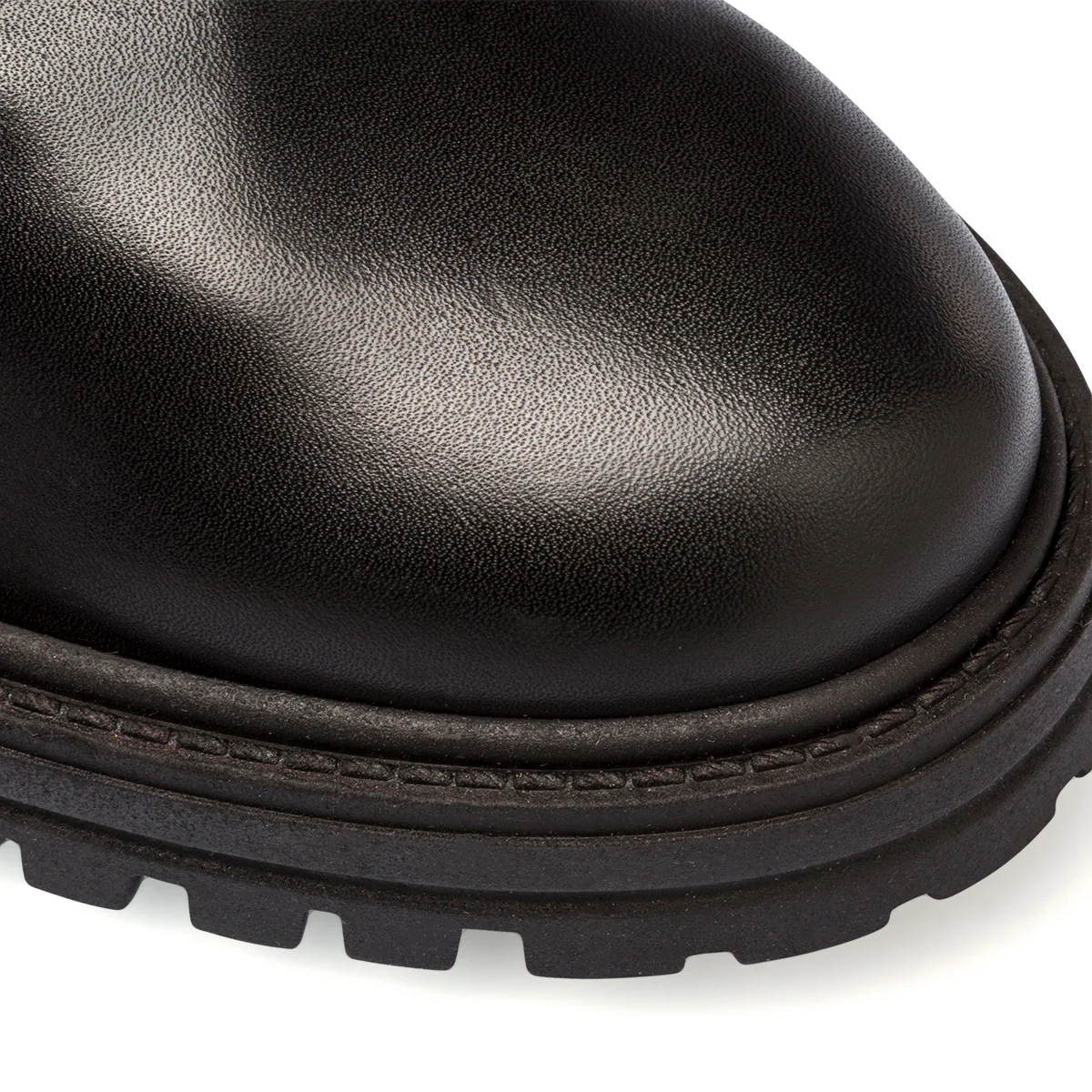 Anfibi neri in pelle da donna con suola carrarmato Primopiano - Image 4