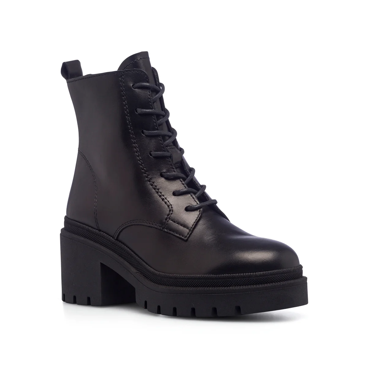 Anfibi neri in pelle da donna con tacco 6 cm Primopiano - Image 2