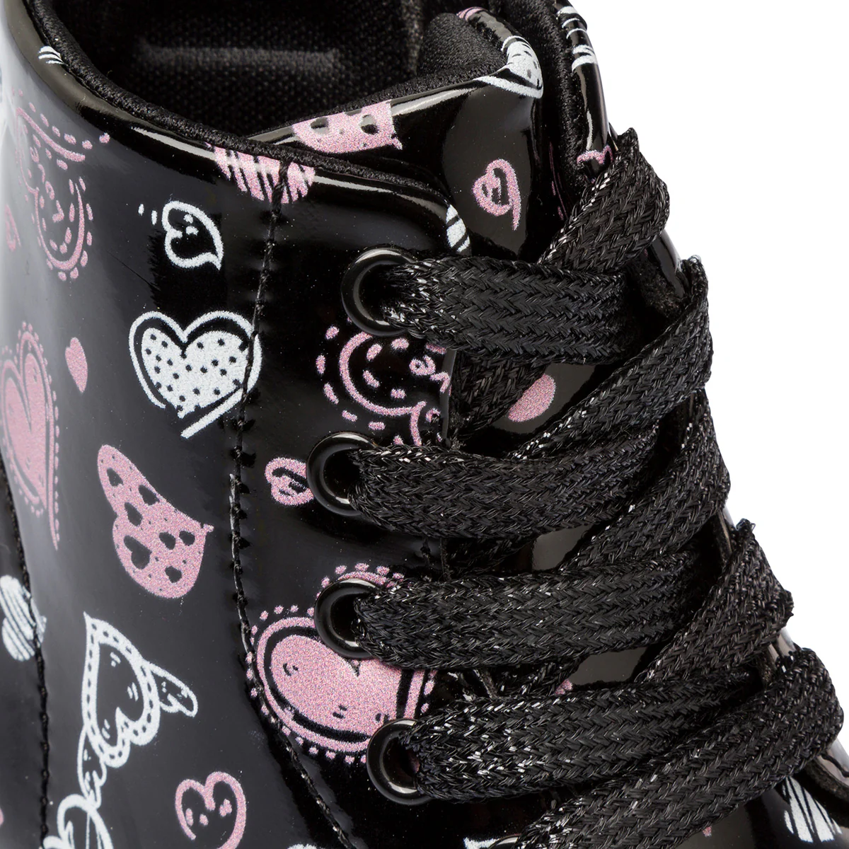 Anfibi neri in vernice da bambina con cuoricini bianchi e rosa Le scarpe di Alice - Image 7