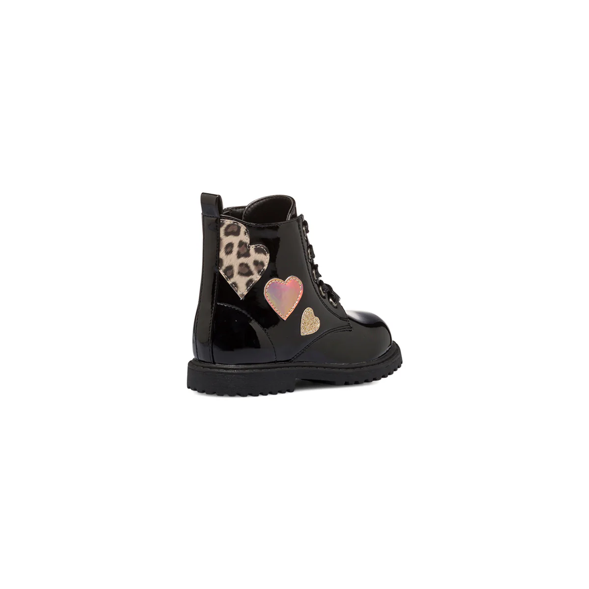 Anfibi neri in vernice da bambina con cuoricini Le scarpe di Alice - Image 3