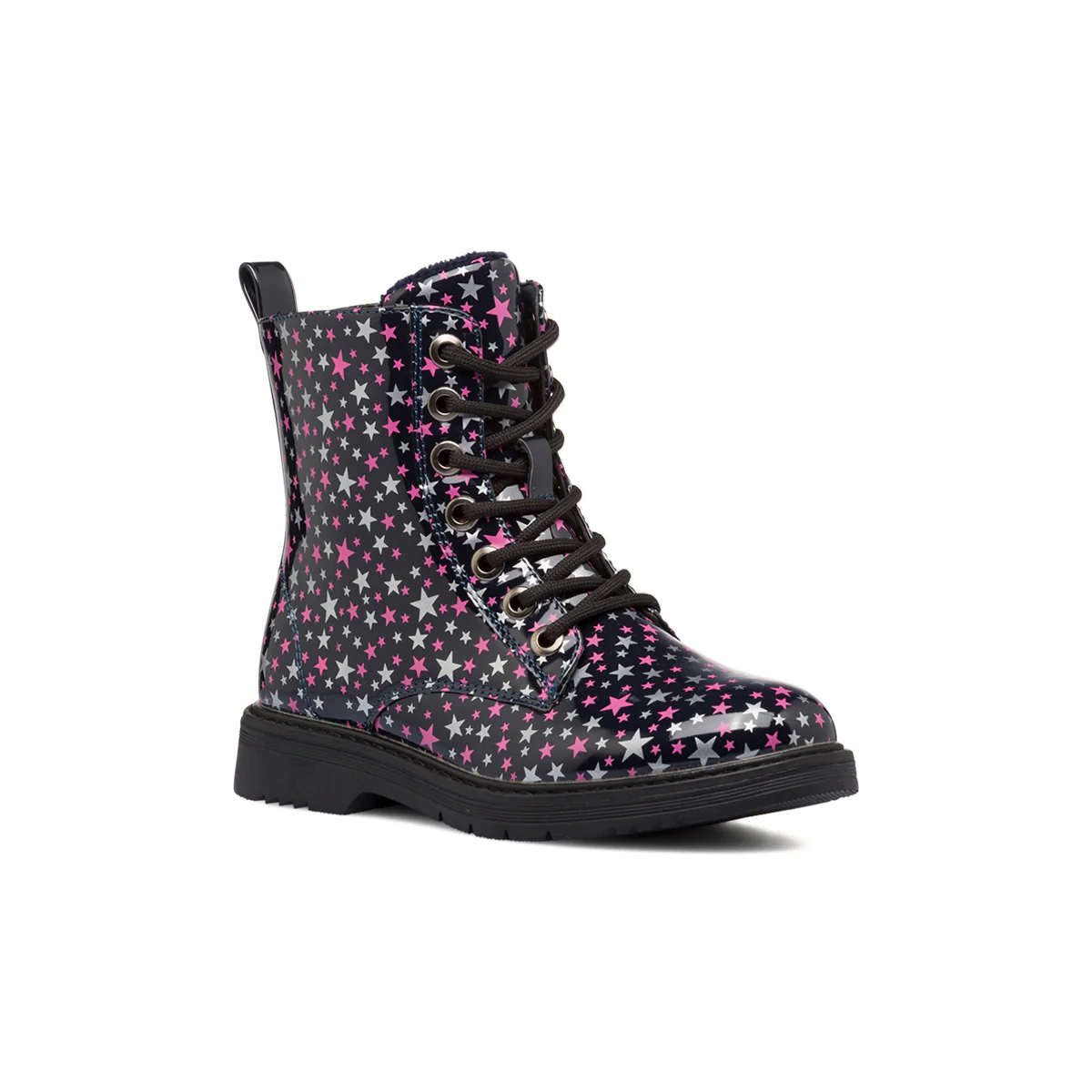 Anfibi neri in vernice da bambina con stelline multicolor 10 Baci - Image 2