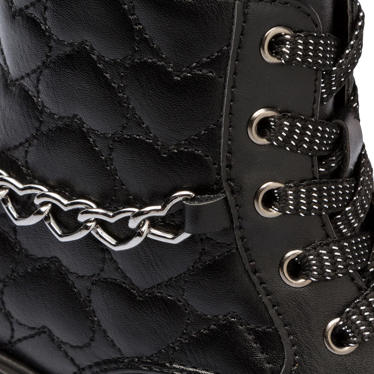 Anfibi neri trapuntati da bambina con zip e catena Le scarpe di Alice - Image 7