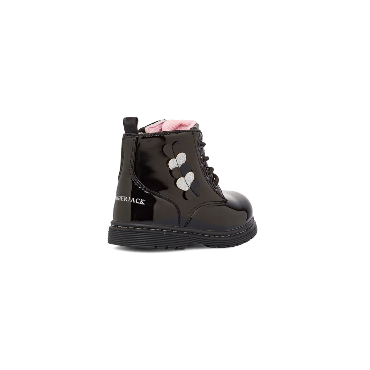 Anfibi primi passi bambina neri effetto vernice con dettaglio glitter Lumberjack - Image 3