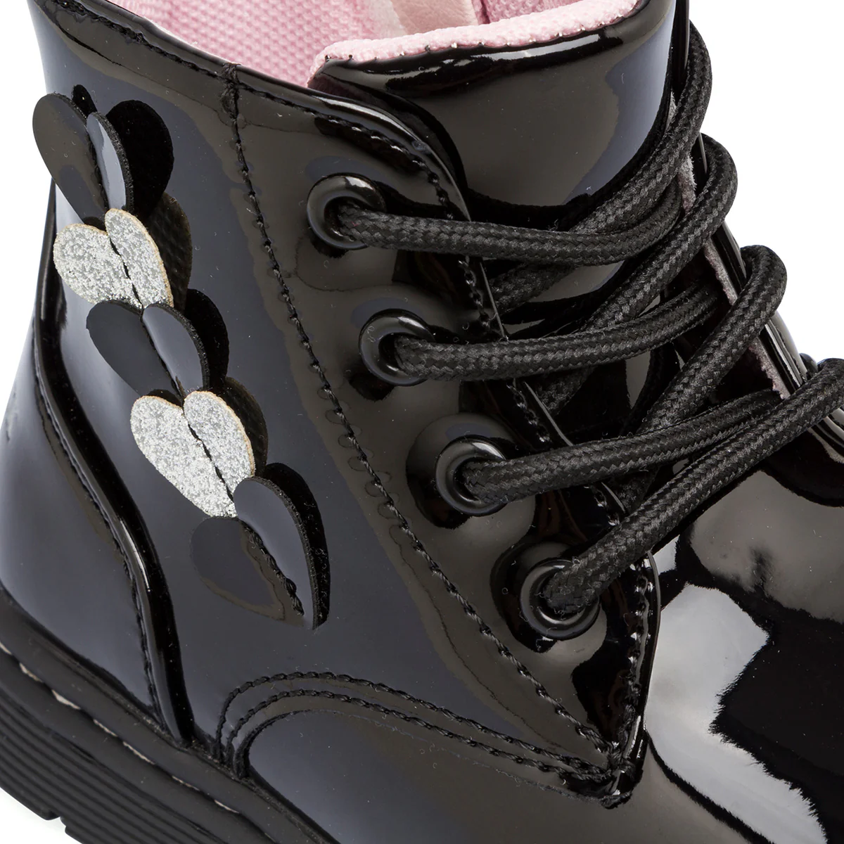 Anfibi primi passi bambina neri effetto vernice con dettaglio glitter Lumberjack - Image 6