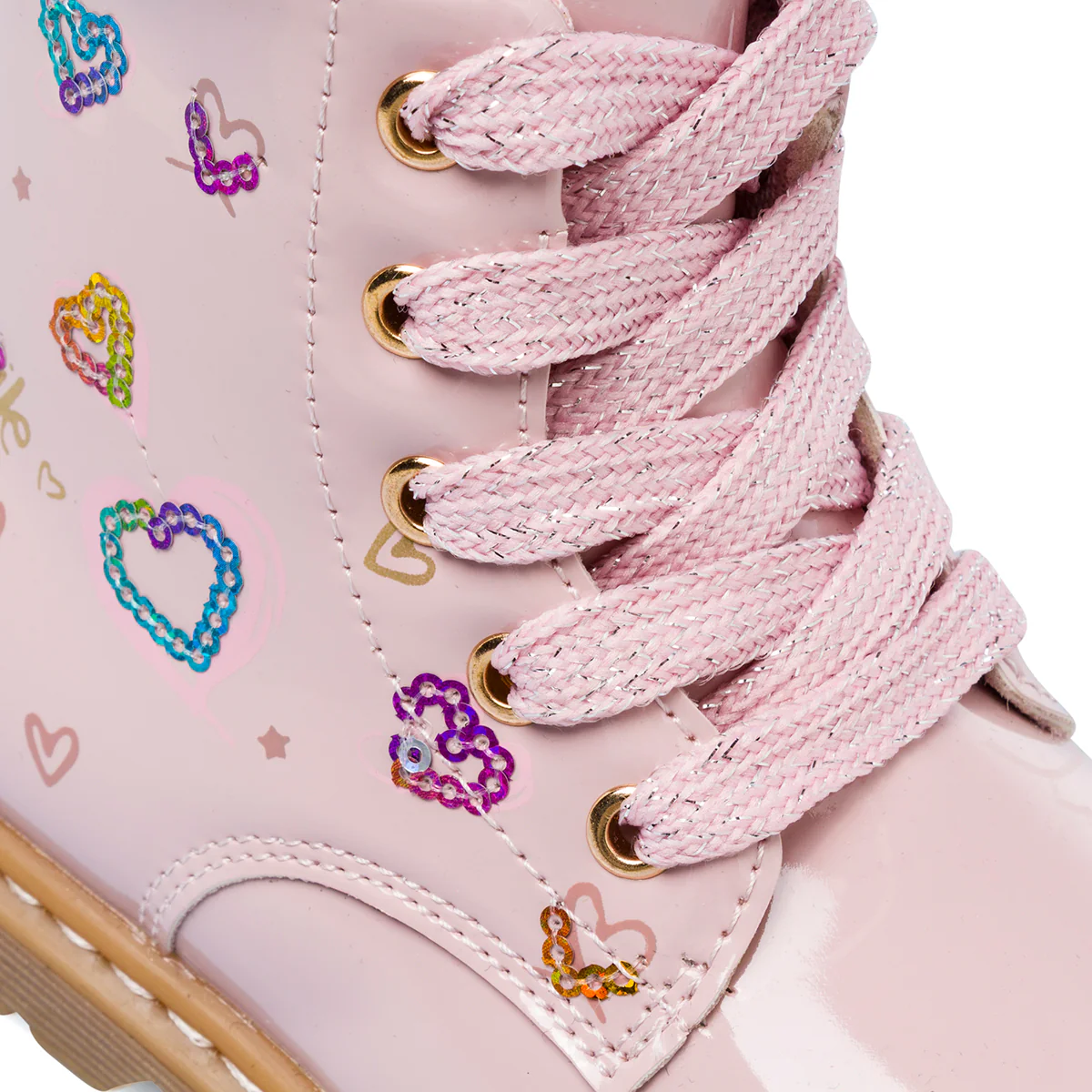 Anfibi rosa da Bambina con cuoricini in paillettes Le Scarpe di Alice - Image 6