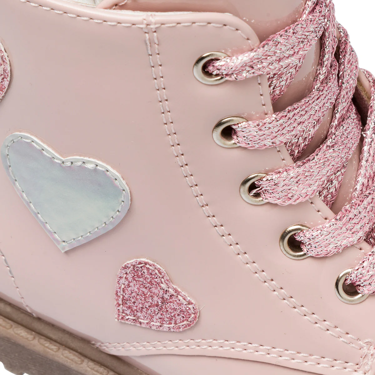 Anfibi rosa in vernice da bambina con cuoricini Le scarpe di Alice - Image 7