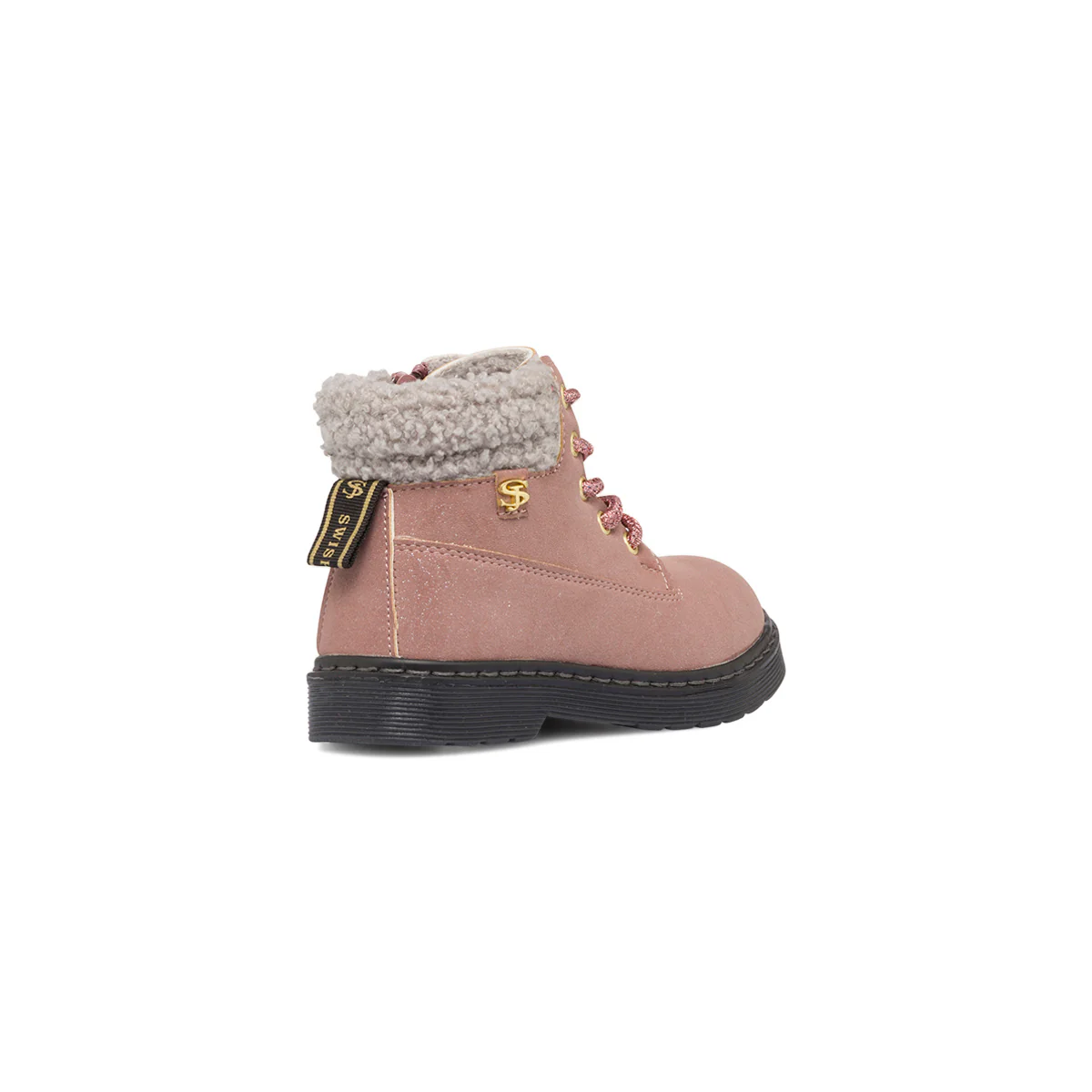 Anfibi rosa scuro da bambina con glitter e pelliccia sintetica Swish Jeans - Image 5