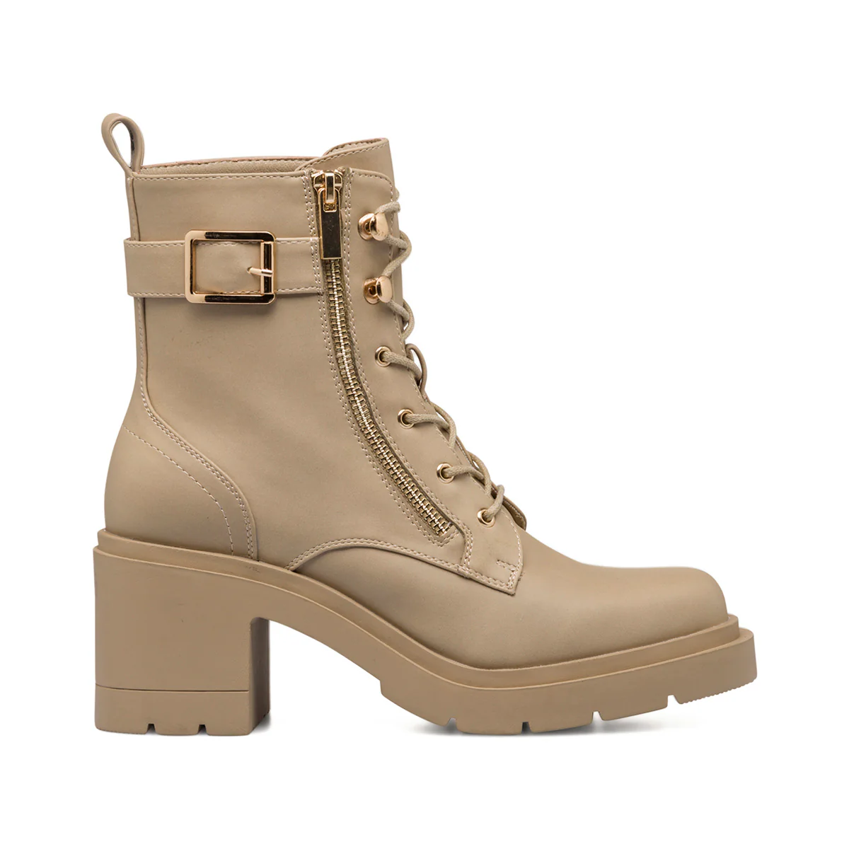 Anfibi taupe da donna con zip, cinturino e tacco 8 cm Swish Jeans