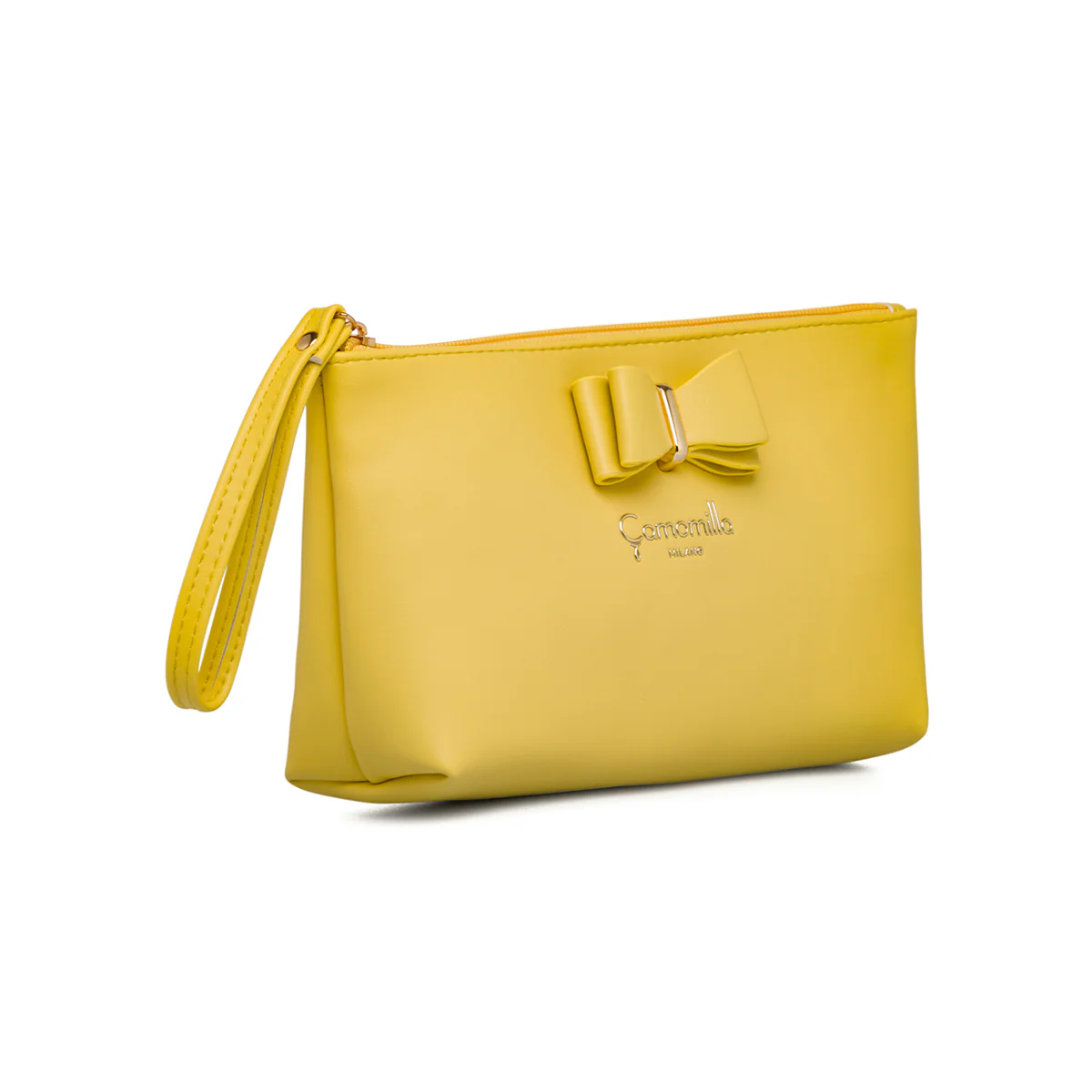 Astuccio a busta giallo da donna con fiocco  e con manico Camomilla Milano - Image 2