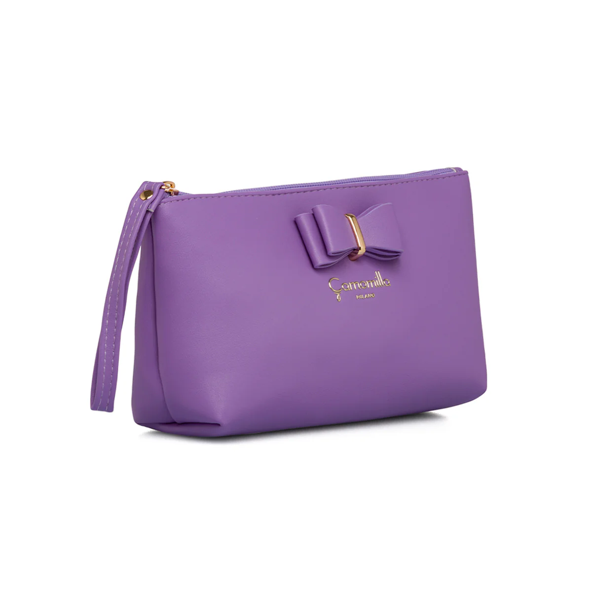 Astuccio a busta viola lilla da donna con fiocco e con manico Camomilla Milano - Image 2