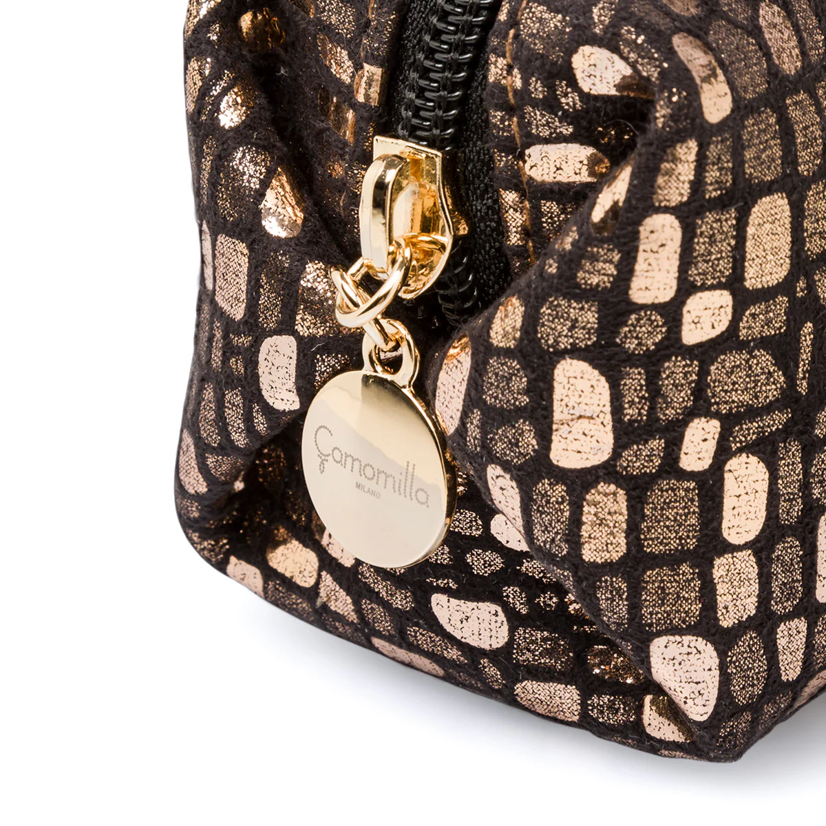 Astuccio color oro da donna con chiusura a zip Camomilla - Image 4