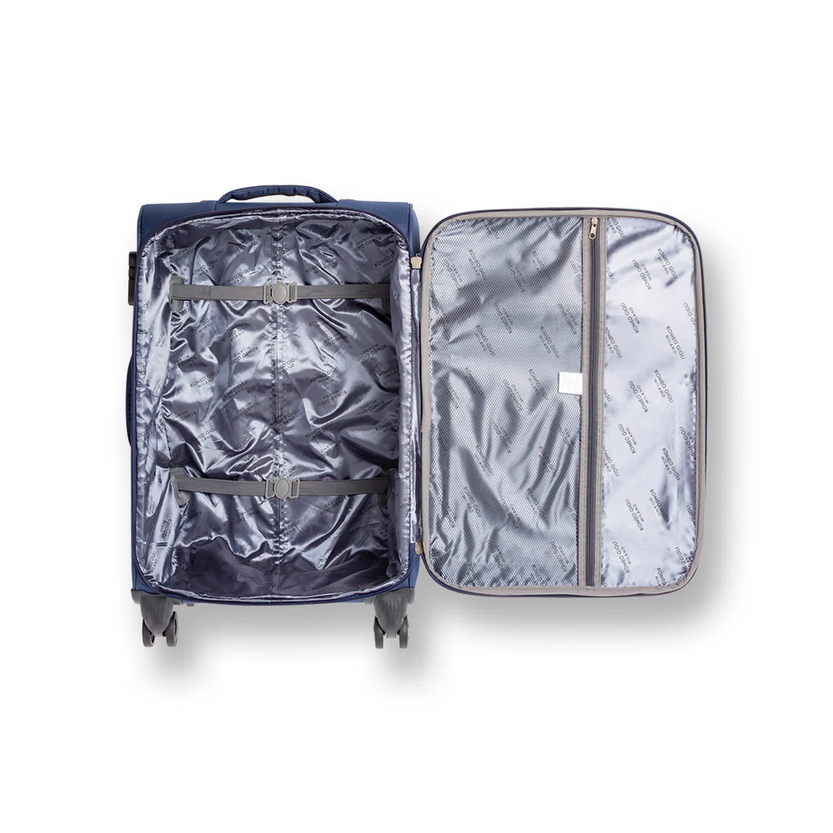 Bagaglio a mano blu Romeo Gigli Milano in tessuto con ruote spinner - Image 3