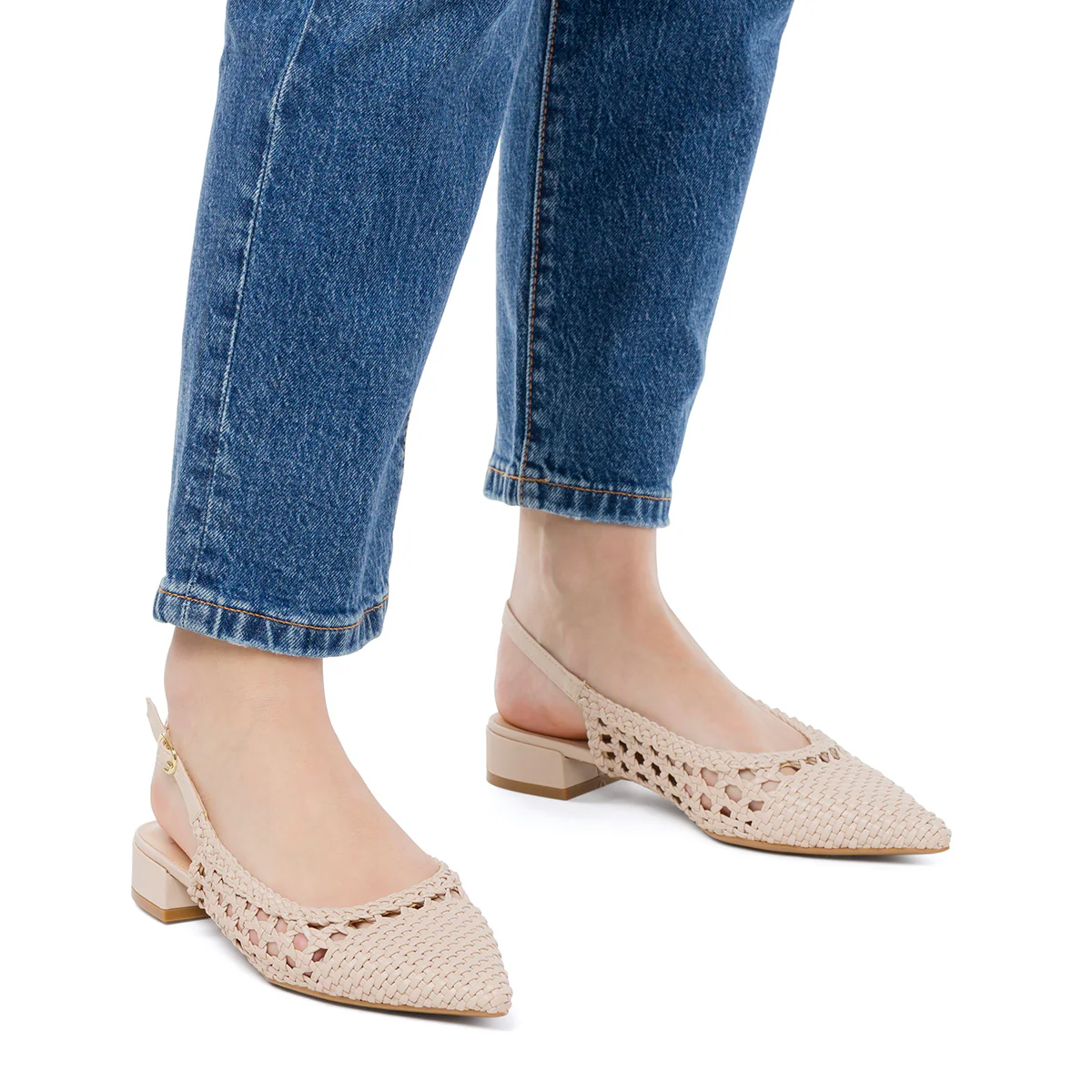 Ballerine beige da Donna effetto intrecciato Swish Jeans