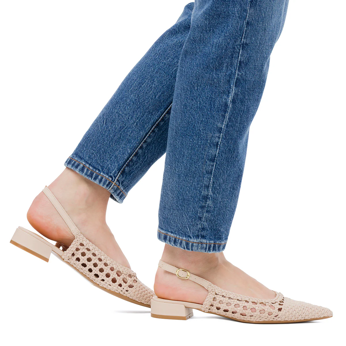 Ballerine beige da Donna effetto intrecciato Swish Jeans - Image 3