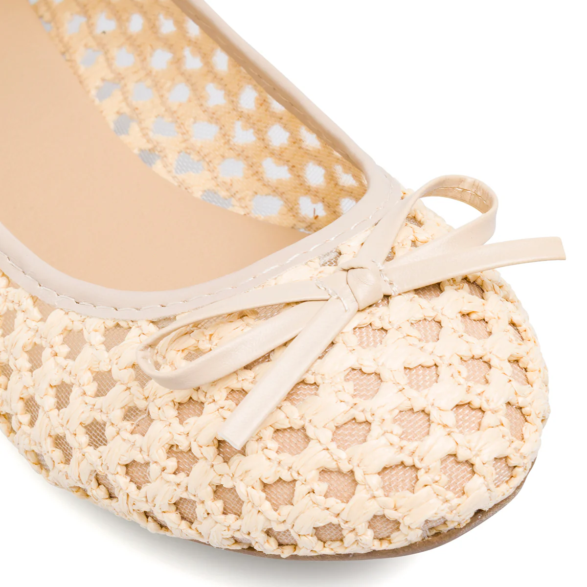 Ballerine beige da Donna traforate effetto crochet con fiocco Lora Ferres - Image 2