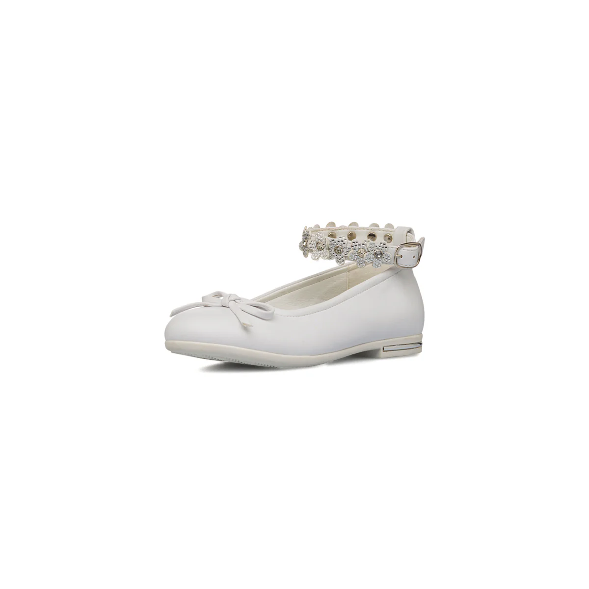 Ballerine bianche da bambina con cinturino e dettagli Dieci Baci - Image 2