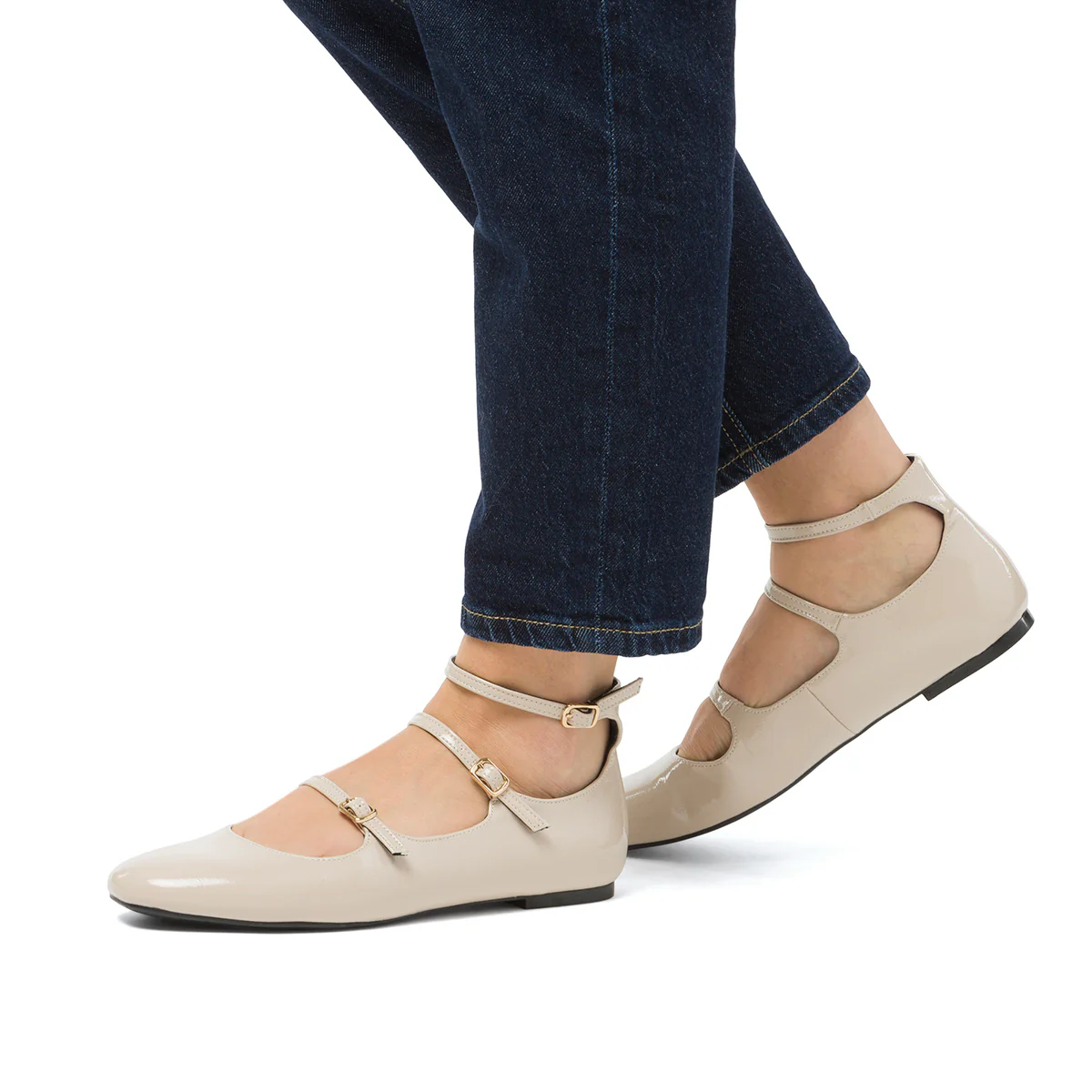 Ballerine Mary Jane bianco off-white effetto vernice da Donna Swish Jeans