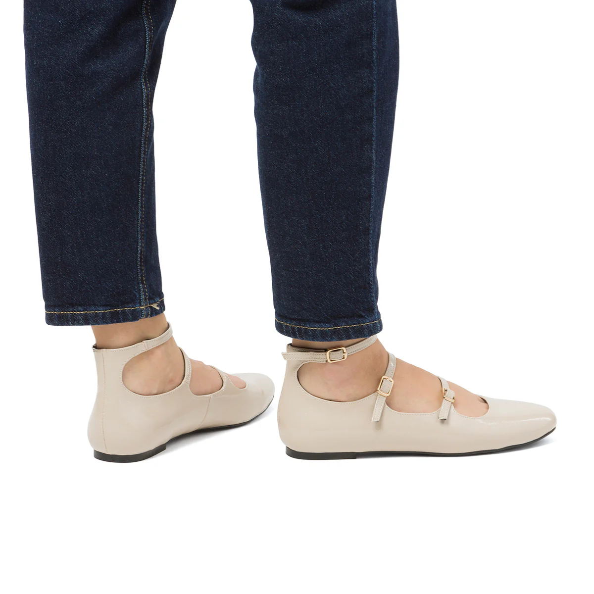 Ballerine Mary Jane bianco off-white effetto vernice da Donna Swish Jeans - Image 3