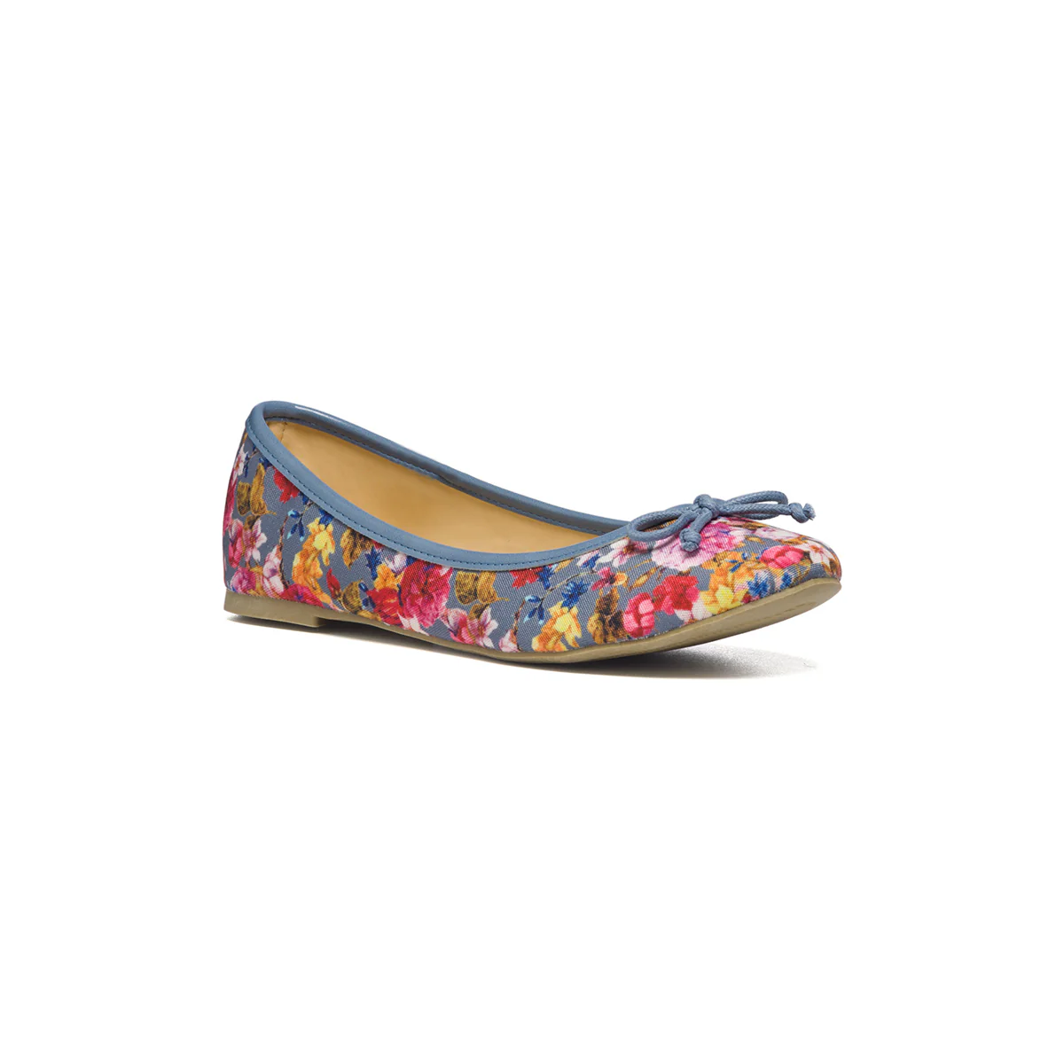 Ballerine blu in tessuto con stampa floreale e fiocchetto Swish Jeans - Image 2