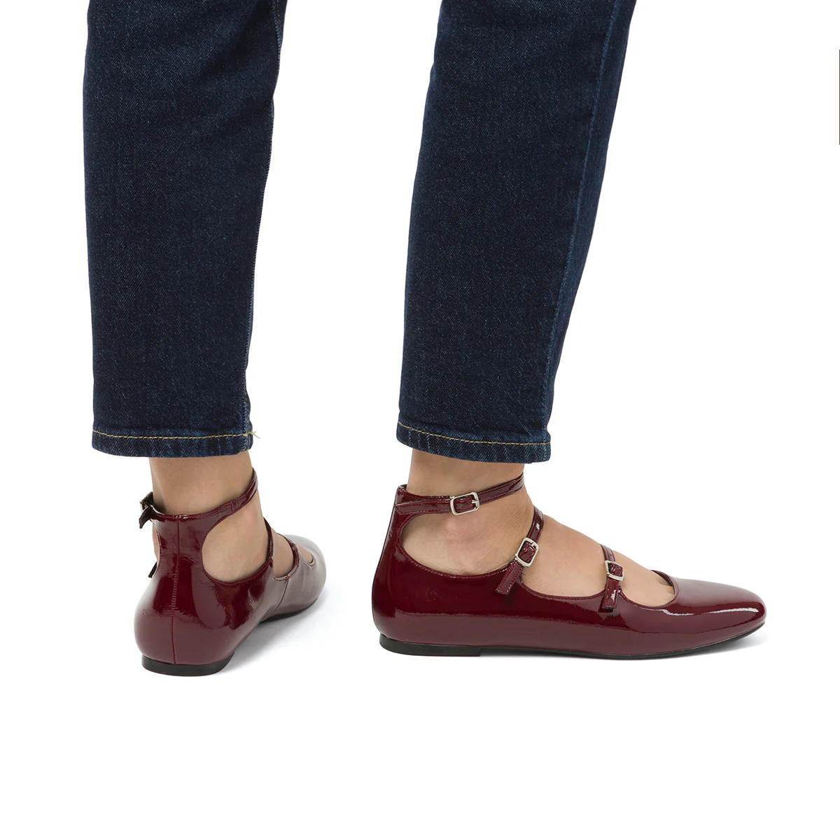 Ballerine Mary Jane da donna bordeaux burgundy con cinturini Swish Jeans - Image 3