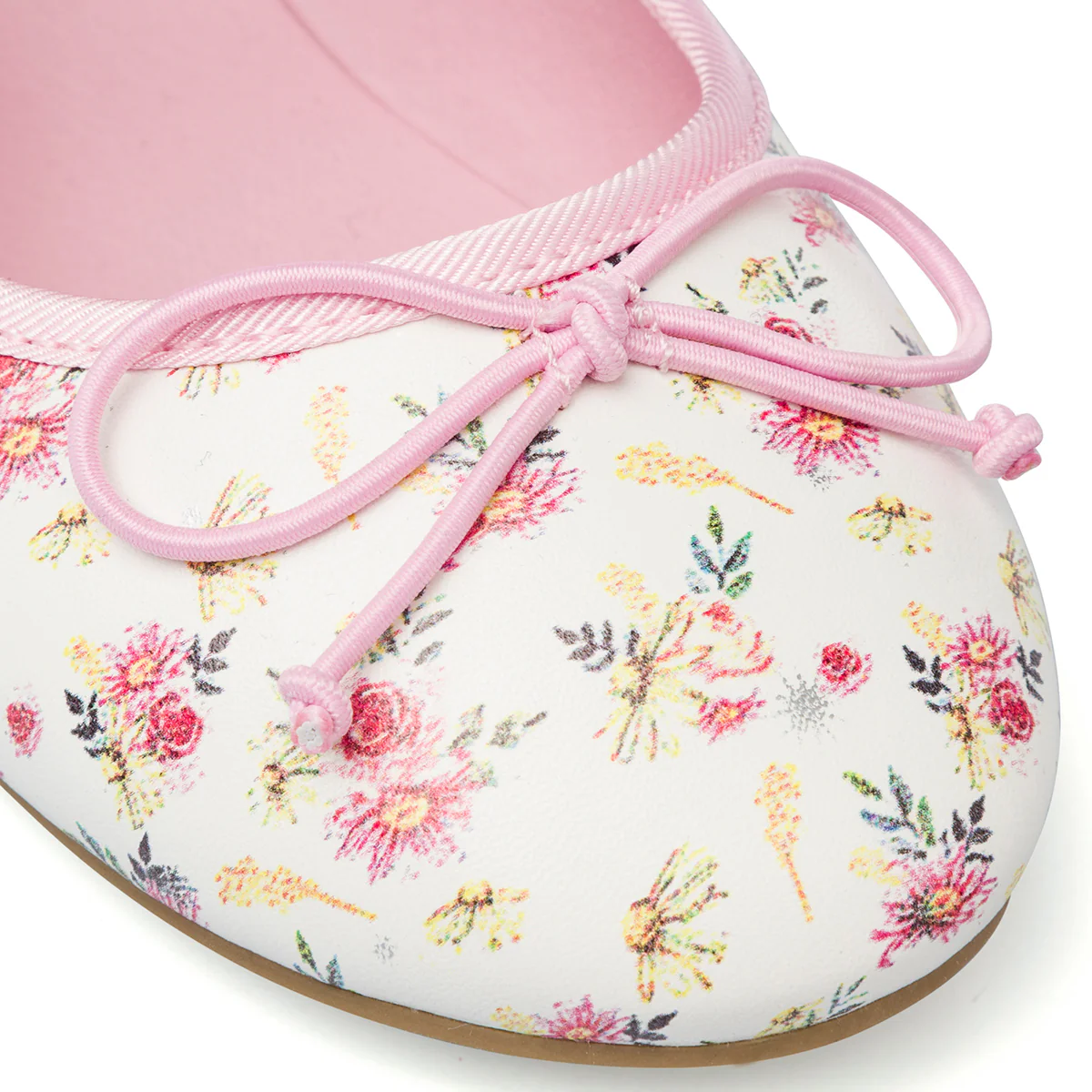 Ballerine Floreali bianche da Bambina e Ragazza con fiocco e cinturino Dieci Baci - Image 3